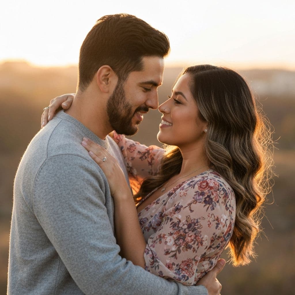 Hispanic couple embracing