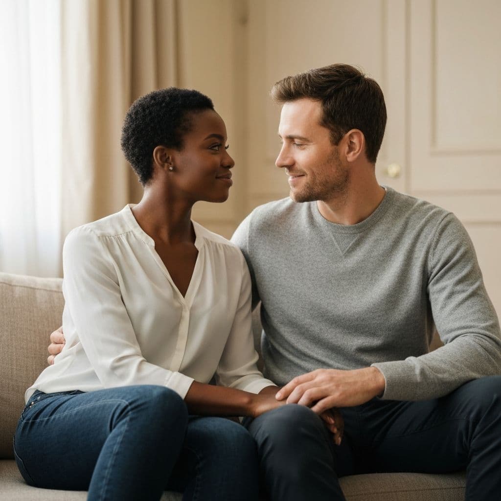 Mixed-race couple in love