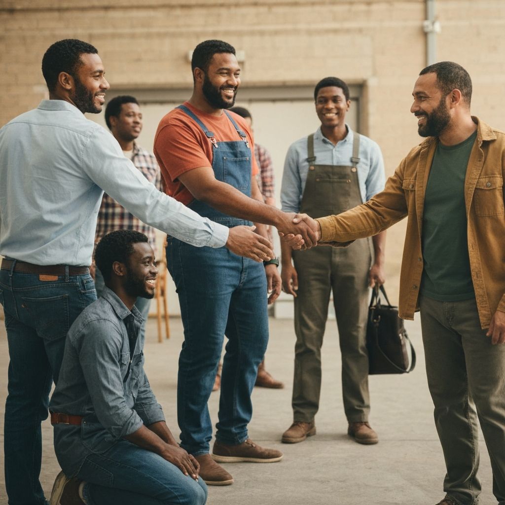 Men working together in community partnership