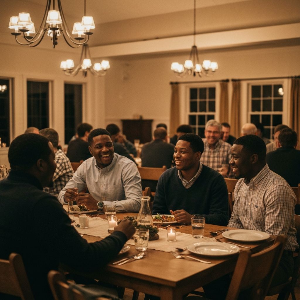 Men sitting around a table in fellowship